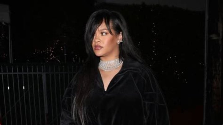 Rihanna Is Glam In Long Black Dress & Diamond Choker After Super Bowl Announcement: Photos